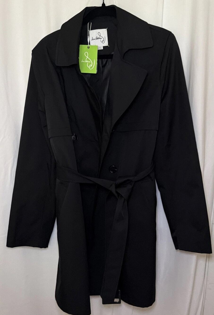 New W/Tags! Sam Edelman Black Classic Belted Trench Coat - Size XL